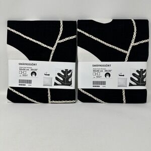 IKEA SMÅFROSSÖRT‎ Pillow Custion Covers Set of 2 Black White 20x20 Cotton New